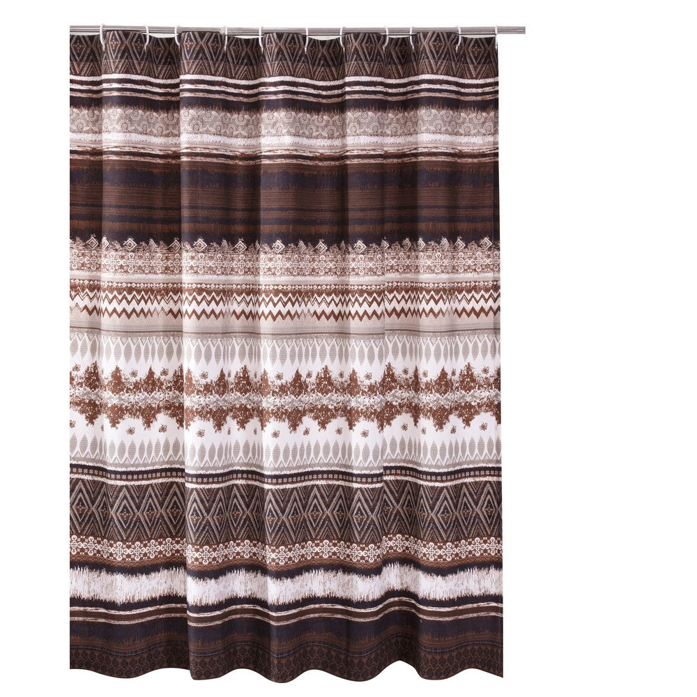 Roca 72 Inch Shower Curtain, Coffee Brown Striped Printing