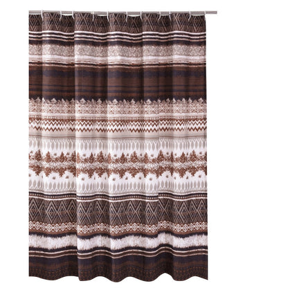 Roca 72 Inch Shower Curtain, Coffee Brown Striped Printing