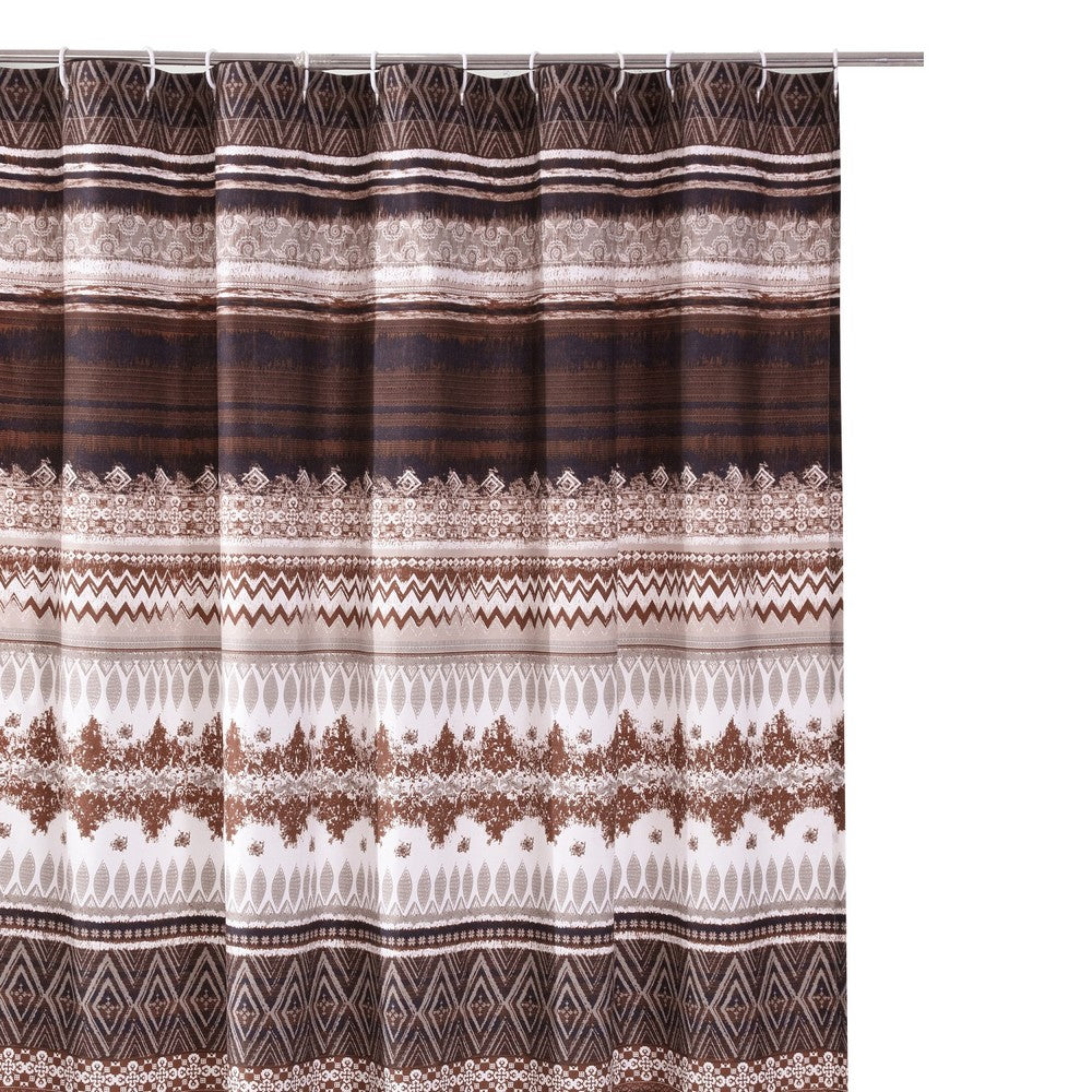 Roca 72 Inch Shower Curtain, Coffee Brown Striped Printing