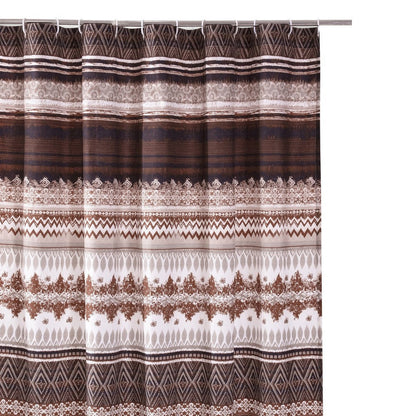 Roca 72 Inch Shower Curtain, Coffee Brown Striped Printing