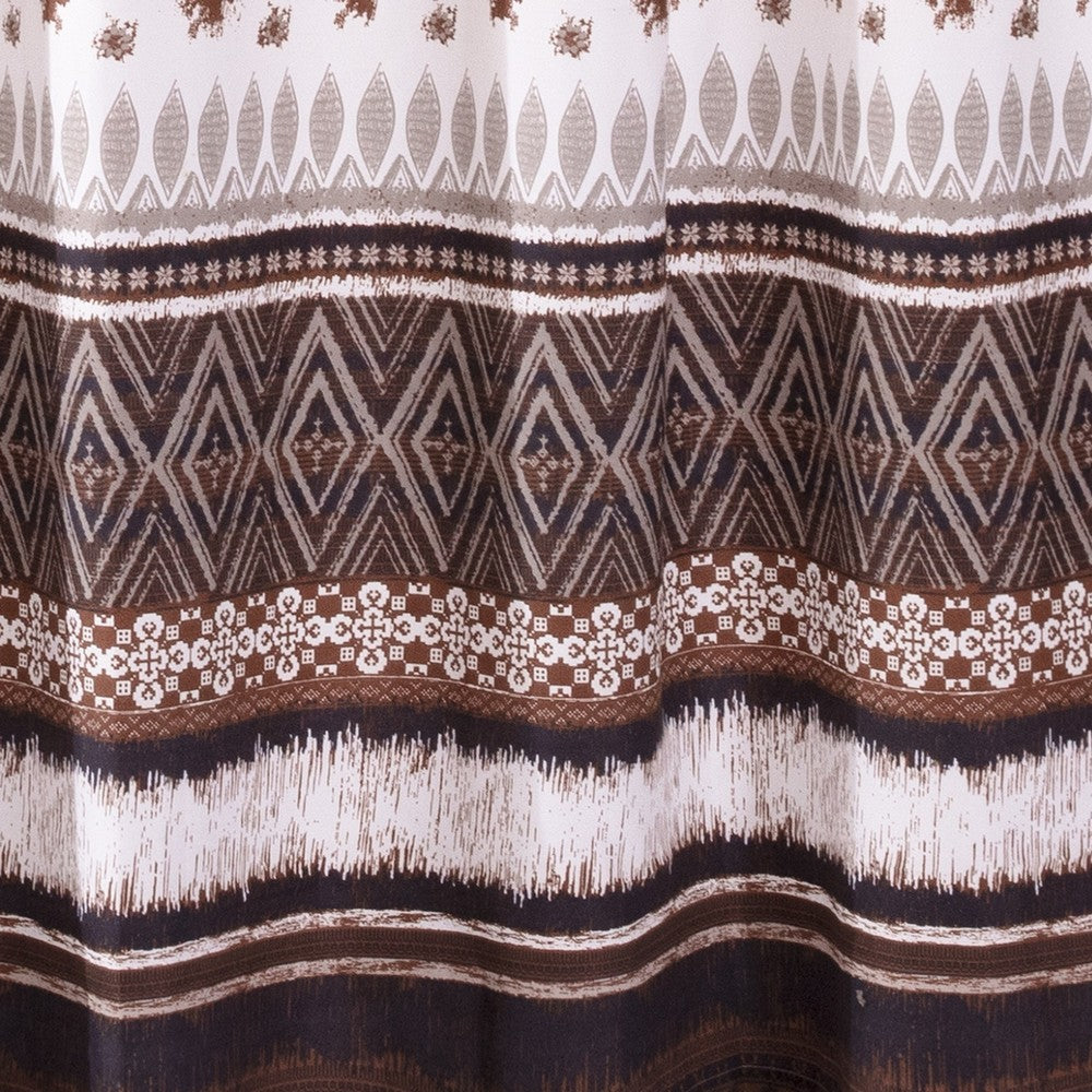 Roca 72 Inch Shower Curtain, Coffee Brown Striped Printing