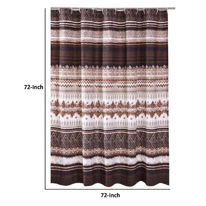 Roca 72 Inch Shower Curtain, Coffee Brown Striped Printing