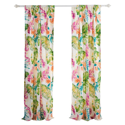 Porto 84 Inch Panel Window Curtains, Tropical Palm Leaves