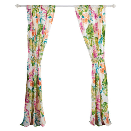 Porto 84 Inch Panel Window Curtains, Tropical Palm Leaves