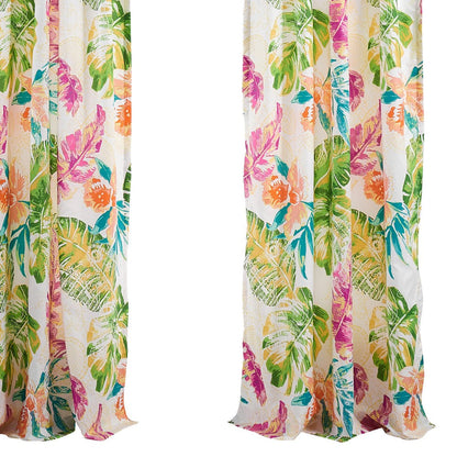 Porto 84 Inch Panel Window Curtains, Tropical Palm Leaves