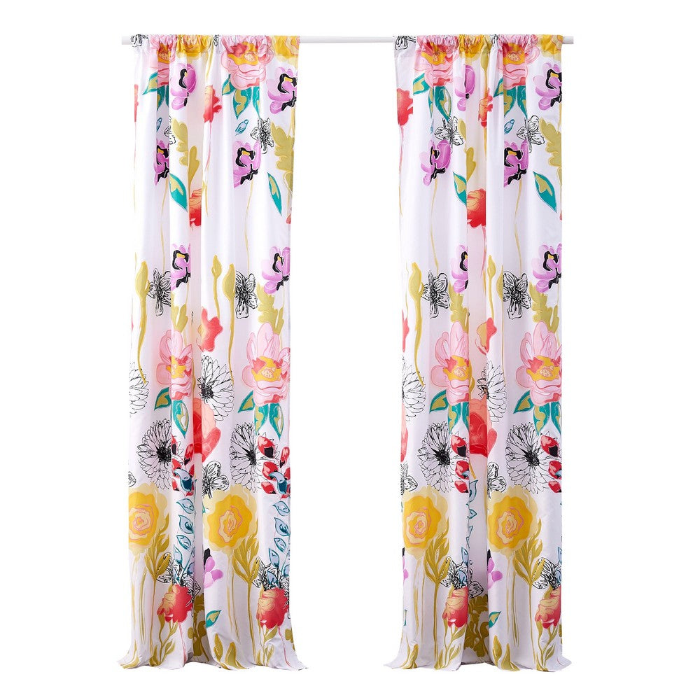 Minsk 84 Inch Window Panel Curtains, Bright Flower Patterns