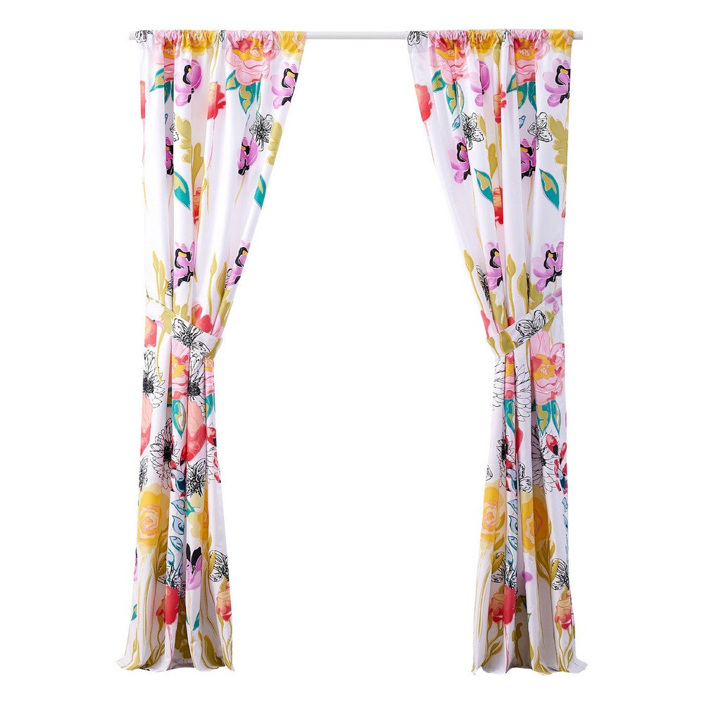 Minsk 84 Inch Window Panel Curtains, Bright Flower Patterns
