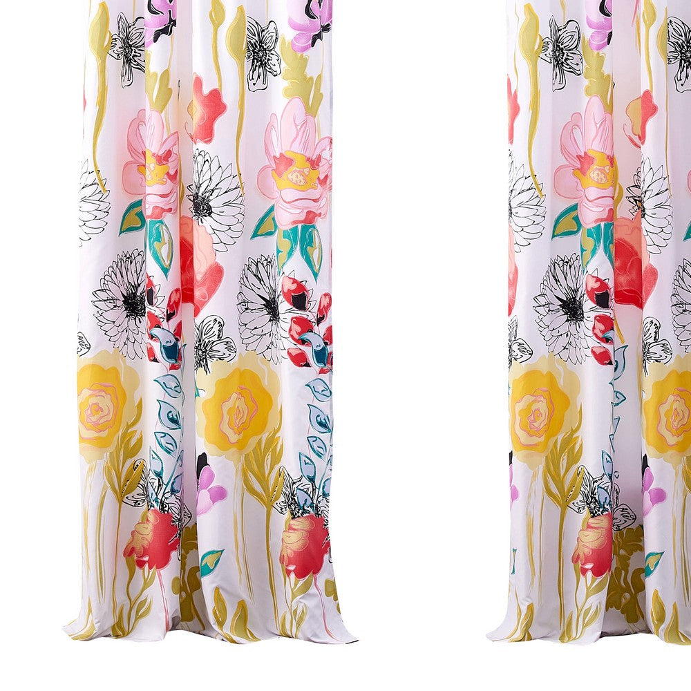 Minsk 84 Inch Window Panel Curtains, Bright Flower Patterns