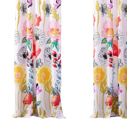Minsk 84 Inch Window Panel Curtains, Bright Flower Patterns