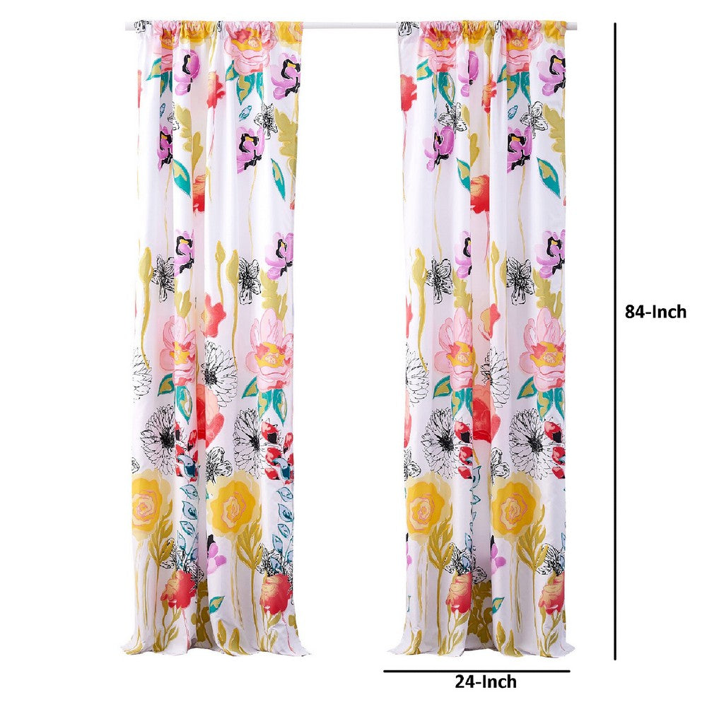 Minsk 84 Inch Window Panel Curtains, Bright Flower Patterns