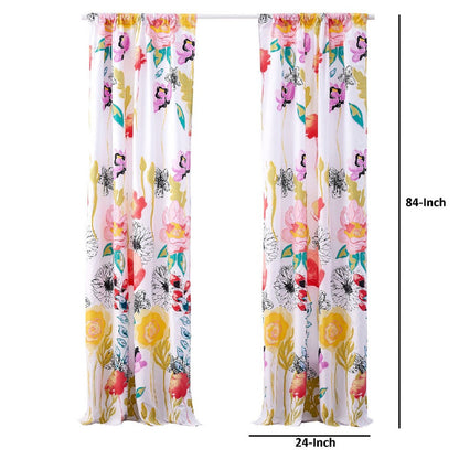 Minsk 84 Inch Window Panel Curtains, Bright Flower Patterns