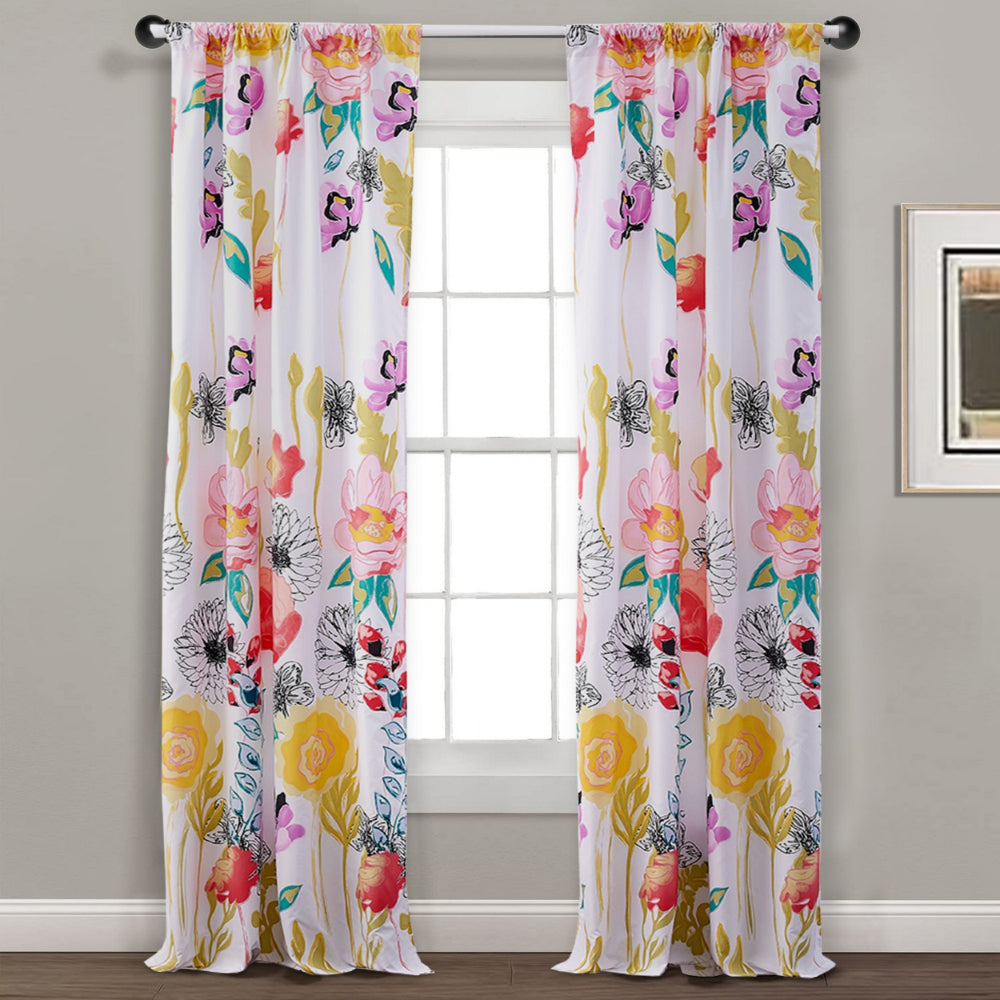 Minsk 84 Inch Window Panel Curtains, Bright Flower Patterns