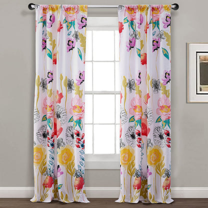 Minsk 84 Inch Window Panel Curtains, Bright Flower Patterns