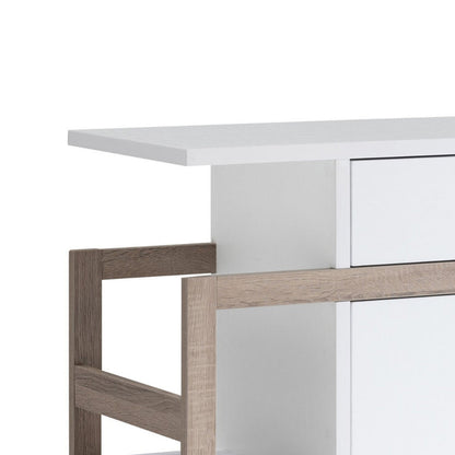 47 Inch Serving Cabinet Buffet Sideboard Console, 4 Shelves, White, Gray