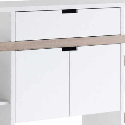 47 Inch Serving Cabinet Buffet Sideboard Console, 4 Shelves, White, Gray