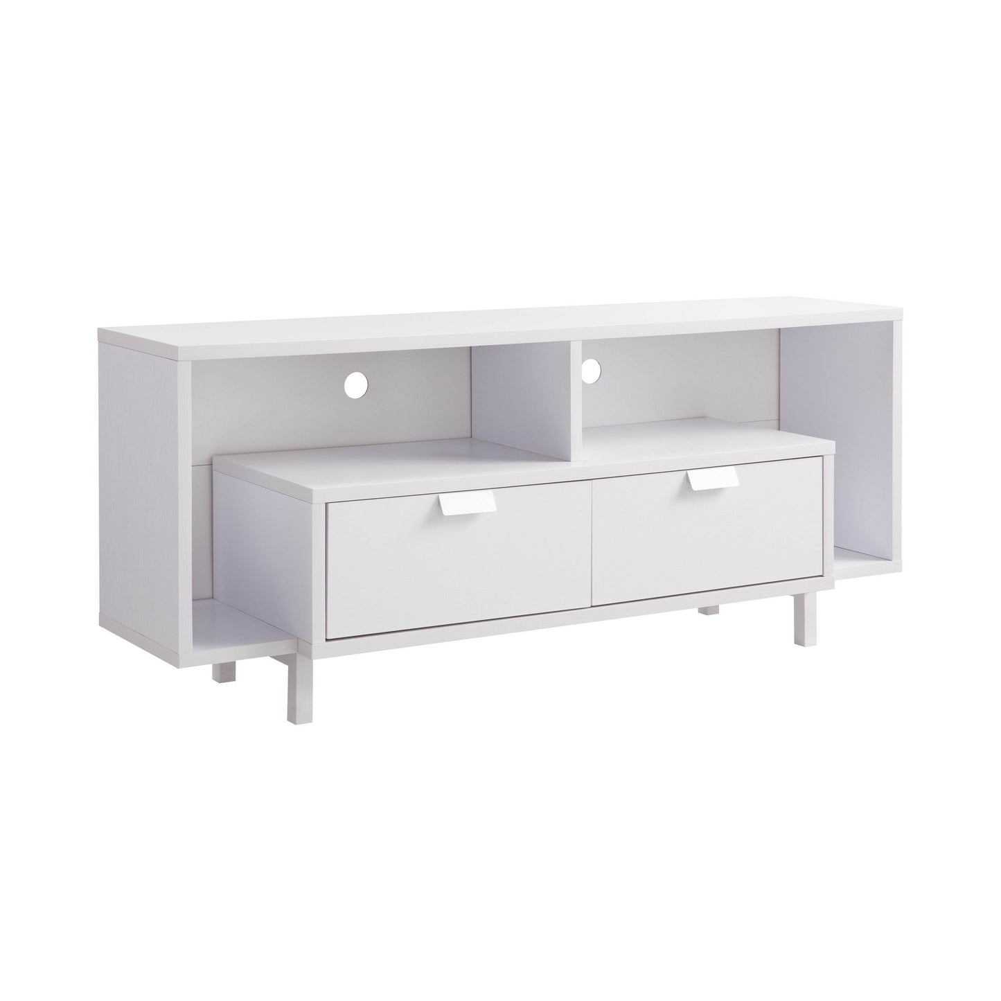 Jett 60 Inch TV Media Entertainment Console, 2 Drawers, 2 Shelves, White — Chic Home-Decor