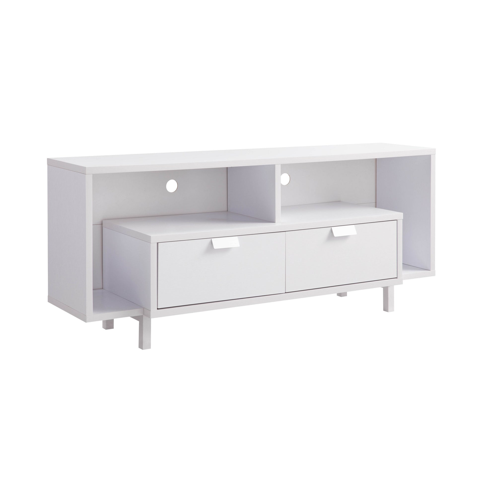 Jett 60 Inch TV Media Entertainment Console, 2 Drawers, 2 Shelves, White — Chic Home-Decor