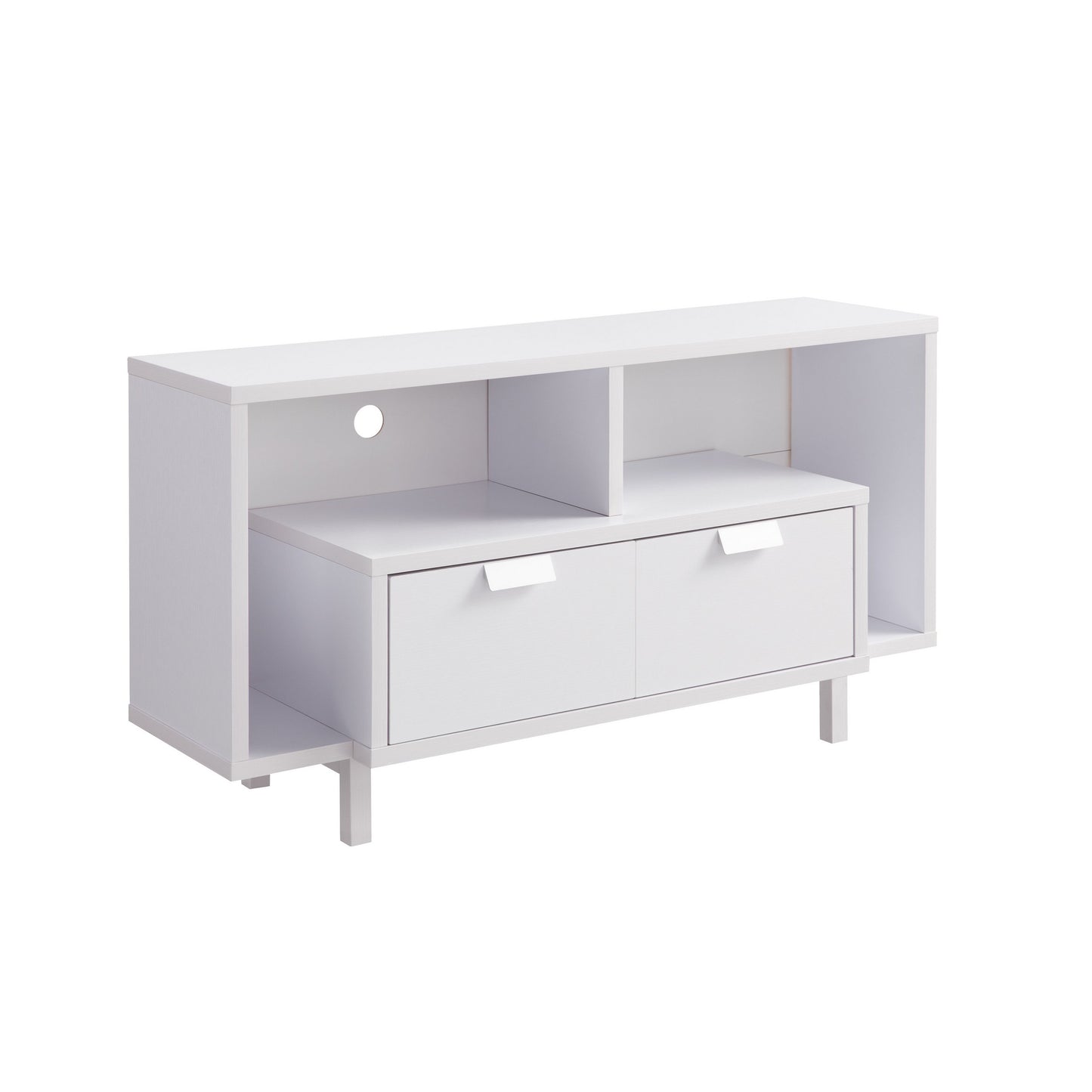 Jett 47 Inch TV Media Entertainment Console, 2 Drawers, 2 Shelves, White — Chic Home-Decor