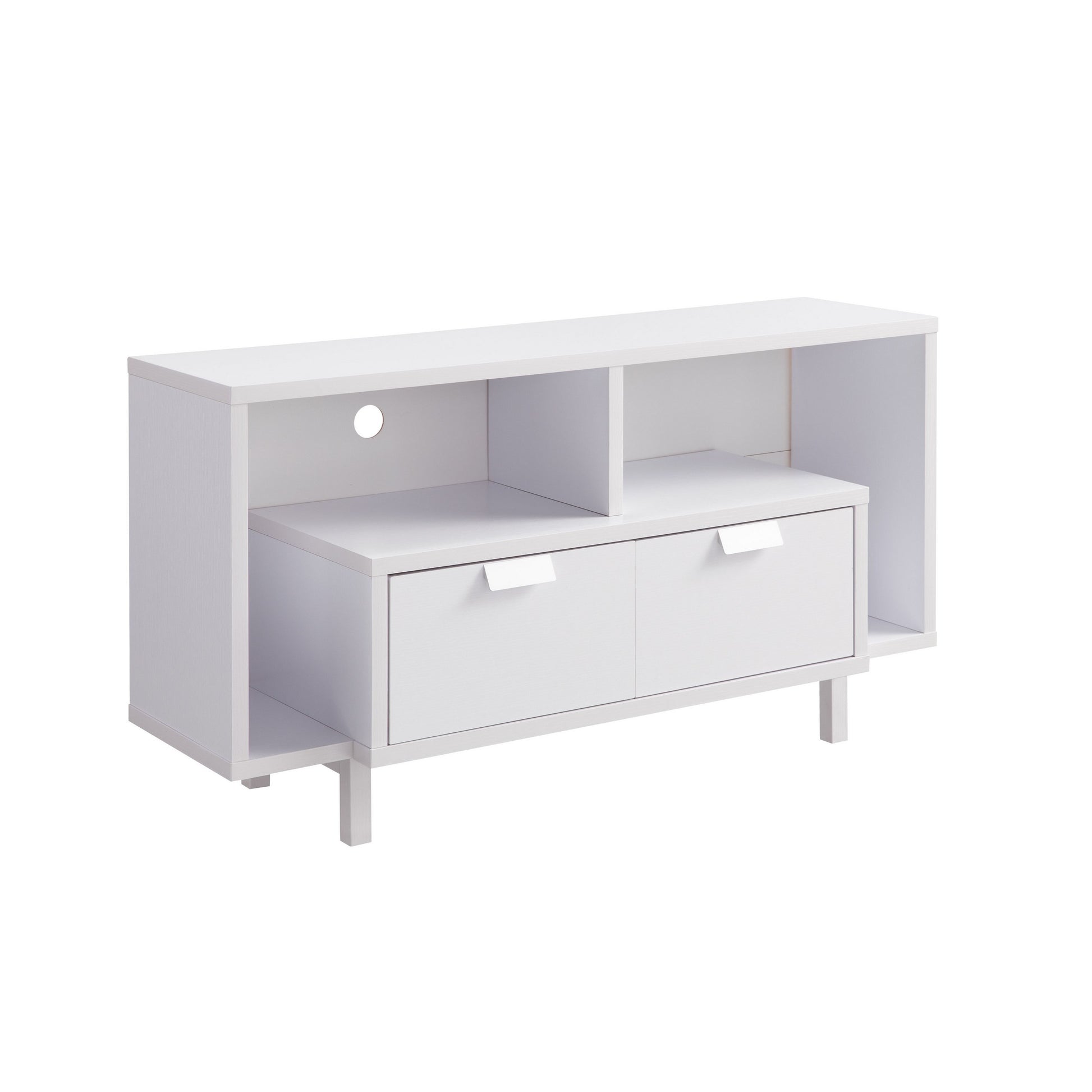 Jett 47 Inch TV Media Entertainment Console, 2 Drawers, 2 Shelves, White — Chic Home-Decor