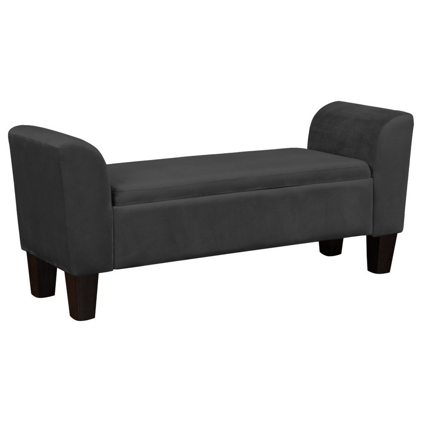 55 Inch Accent Storage Bench with Performance Velvet Upholstery, Black — Chic Home-Decor