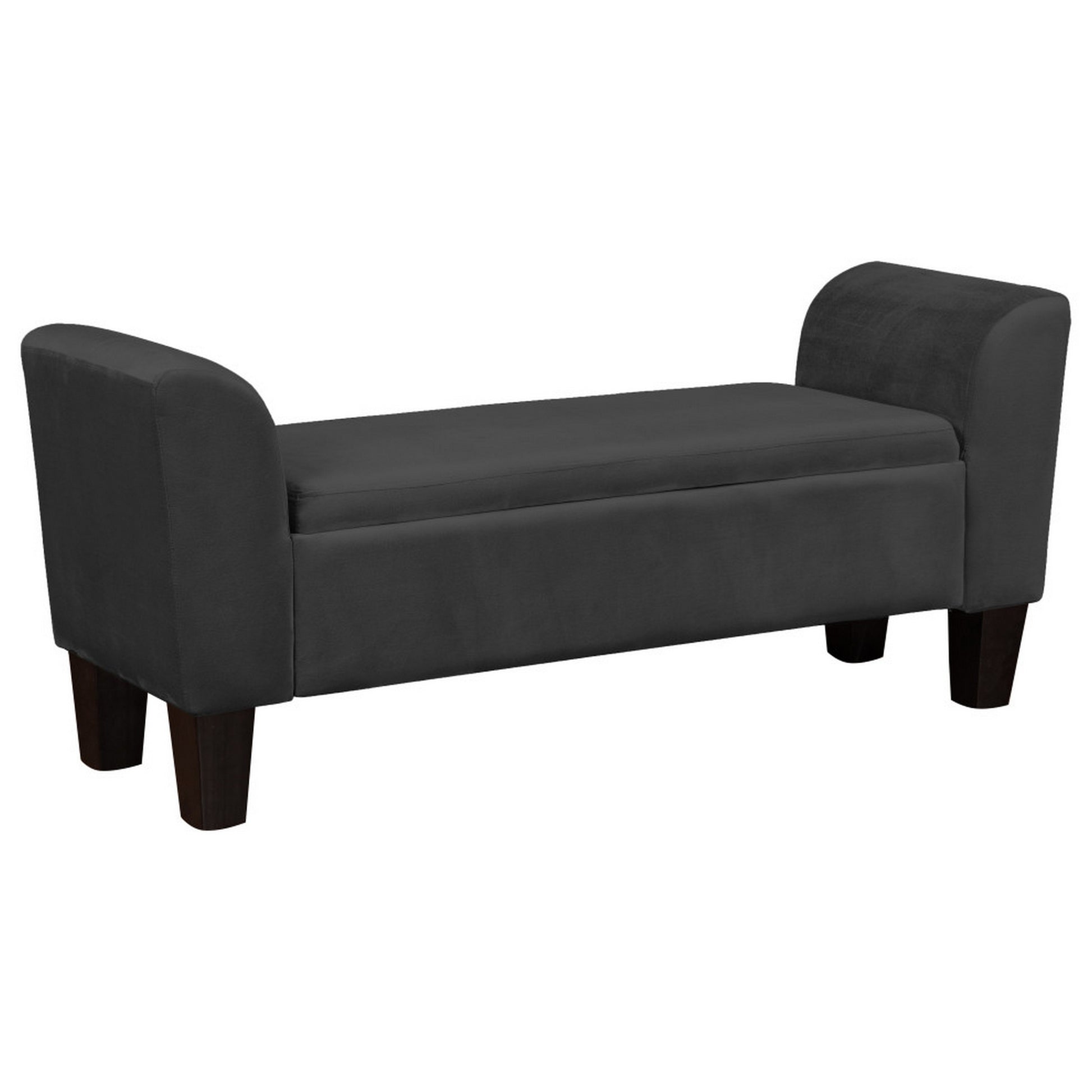 55 Inch Accent Storage Bench with Performance Velvet Upholstery, Black — Chic Home-Decor