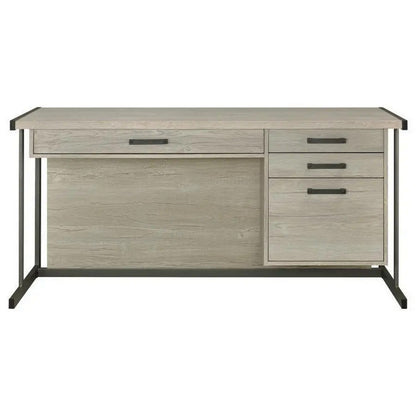 60 Inch 4 Drawer Rectangular Office Desk, Metal Sled Base