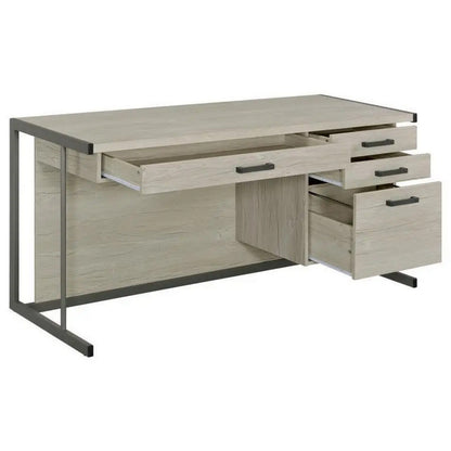 60 Inch 4 Drawer Rectangular Office Desk, Metal Sled Base