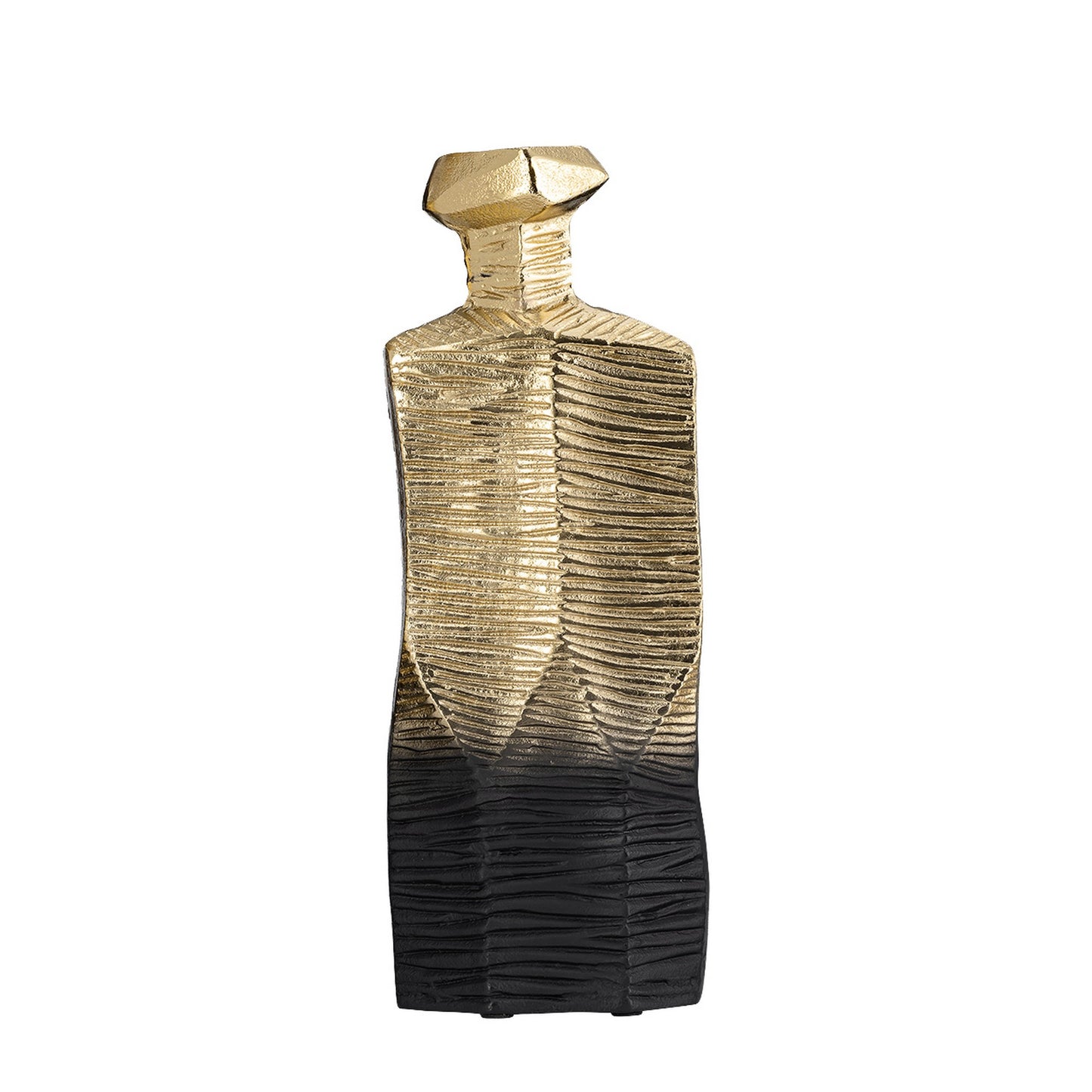 Kaya 16 Inch Classic Accent Metal Vase, Square Body, Narrow Top, Gold Black — Chic Home-Decor