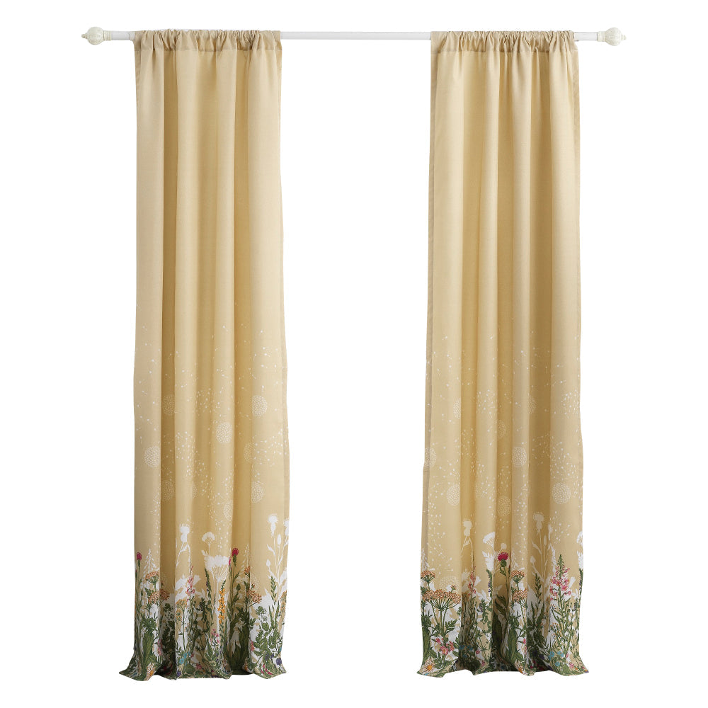 84 Inch Window Curtains, Beige Microfiber Fabric