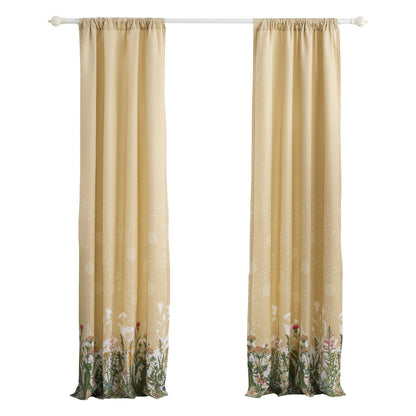 84 Inch Window Curtains, Beige Microfiber Fabric