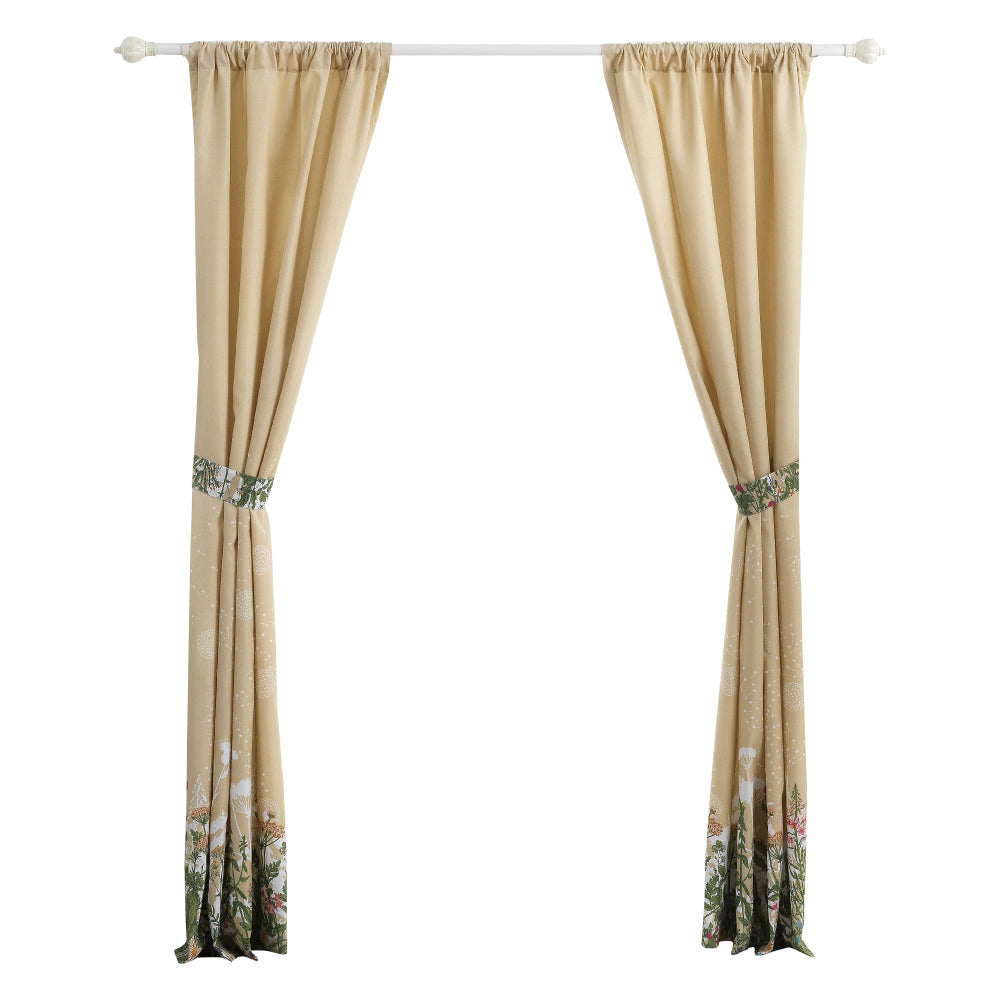 84 Inch Window Curtains, Beige Microfiber Fabric