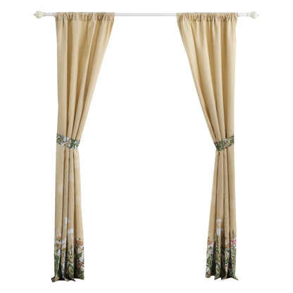 84 Inch Window Curtains, Beige Microfiber Fabric