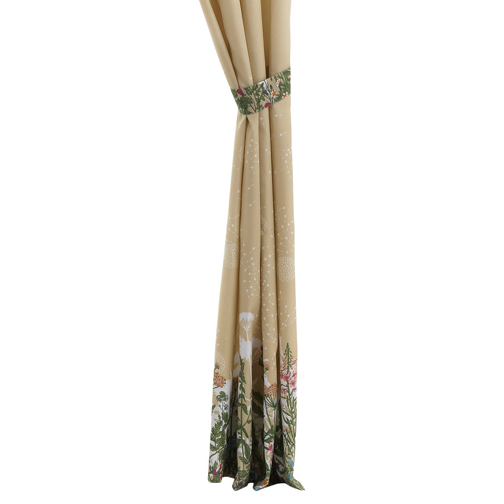 84 Inch Window Curtains, Beige Microfiber Fabric