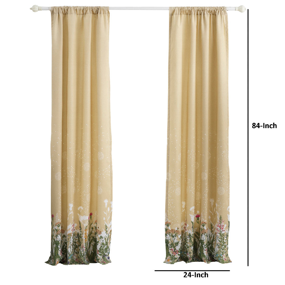 84 Inch Window Curtains, Beige Microfiber Fabric