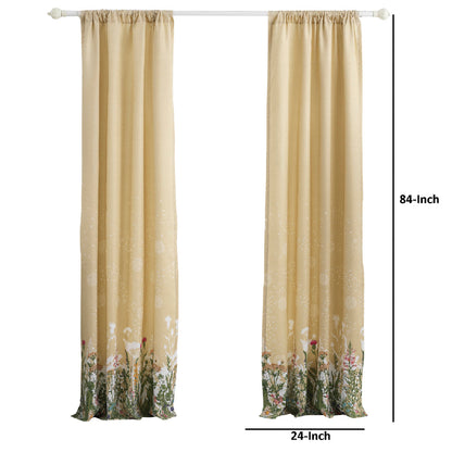 84 Inch Window Curtains, Beige Microfiber Fabric