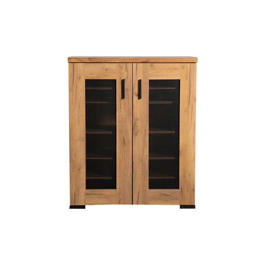 38 Inch Accent Cabinet Chest, 5 Adjustable Shelf Units, Golden Oak Brown — Chic Home-Decor