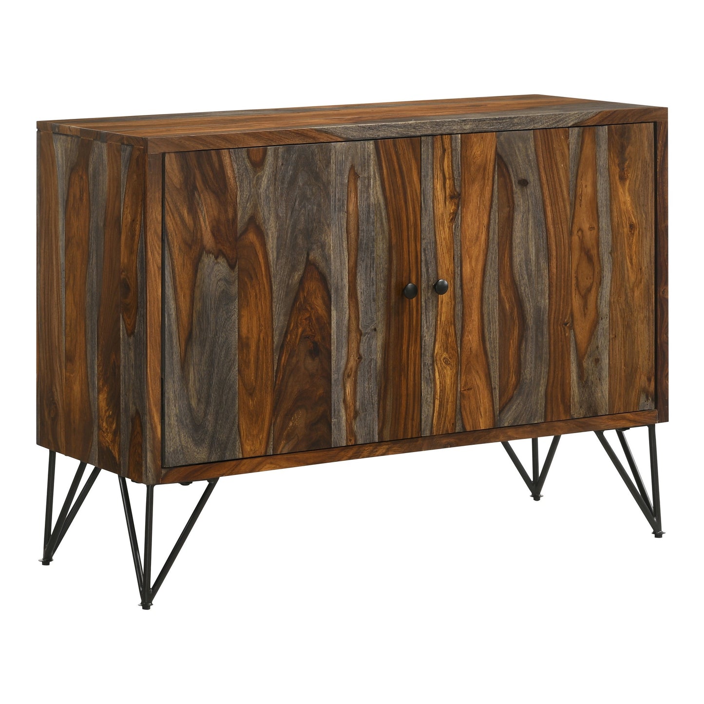 40 Inch Rustic Sideboard Cabinet Console, 2 Doors, Brown and Smooth Gray — Chic Home-Decor