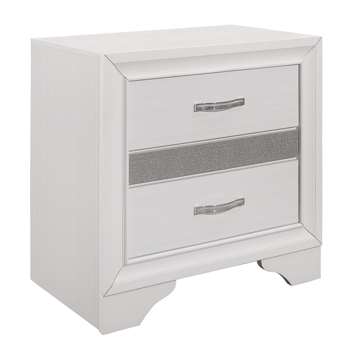 Ani 26 Inch Modern 2 Drawer Nightstand, Hidden Jewelry Drawer, White Frame — Chic Home-Decor
