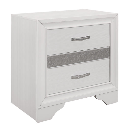 Ani 26 Inch Modern 2 Drawer Nightstand, Hidden Jewelry Drawer, White Frame — Chic Home-Decor