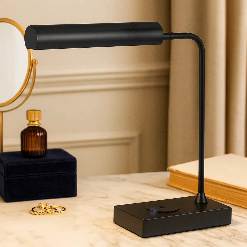 Dyna 18 Inch Integrated LED Desk Lamp, Wireless USB Port, Matte Black