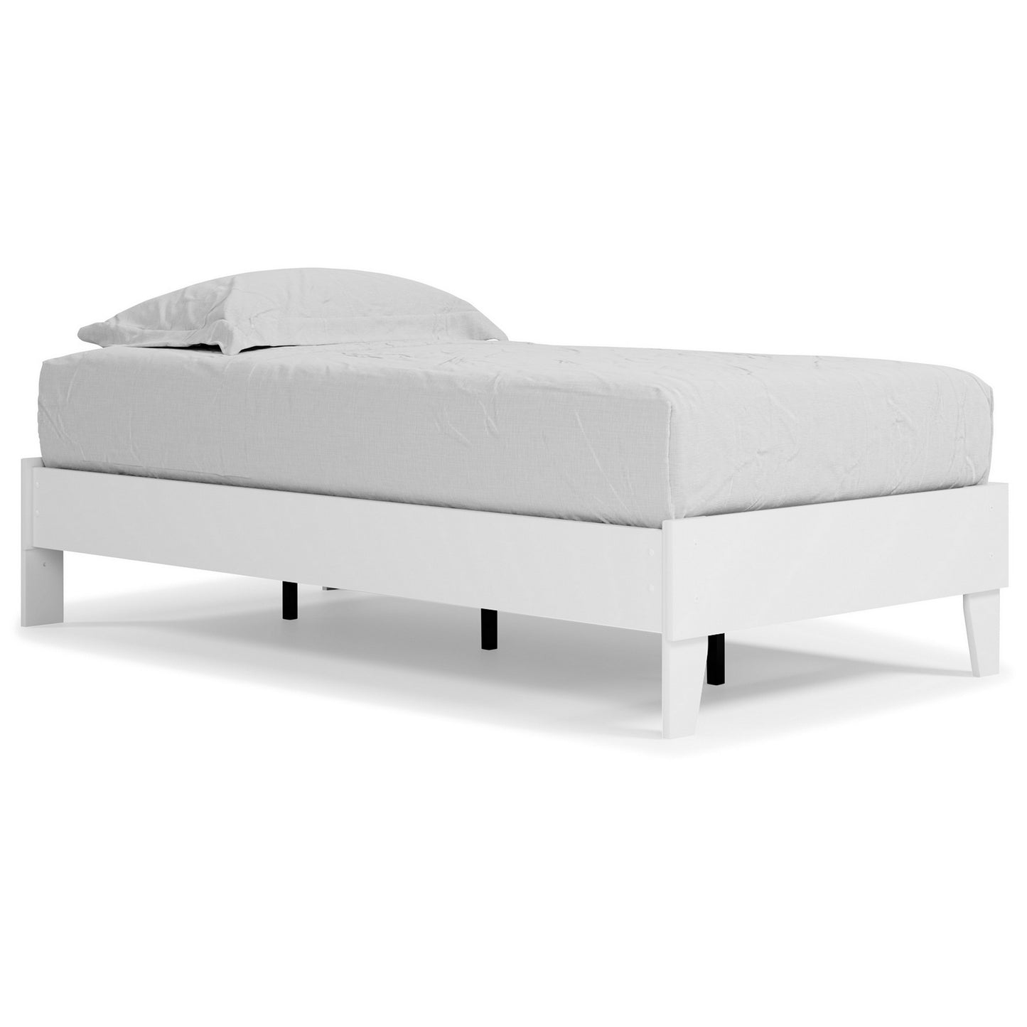 Asher Modern Twin Size Platform Bed, Minimalistic Crisp White Wood Base — Chic Home-Decor