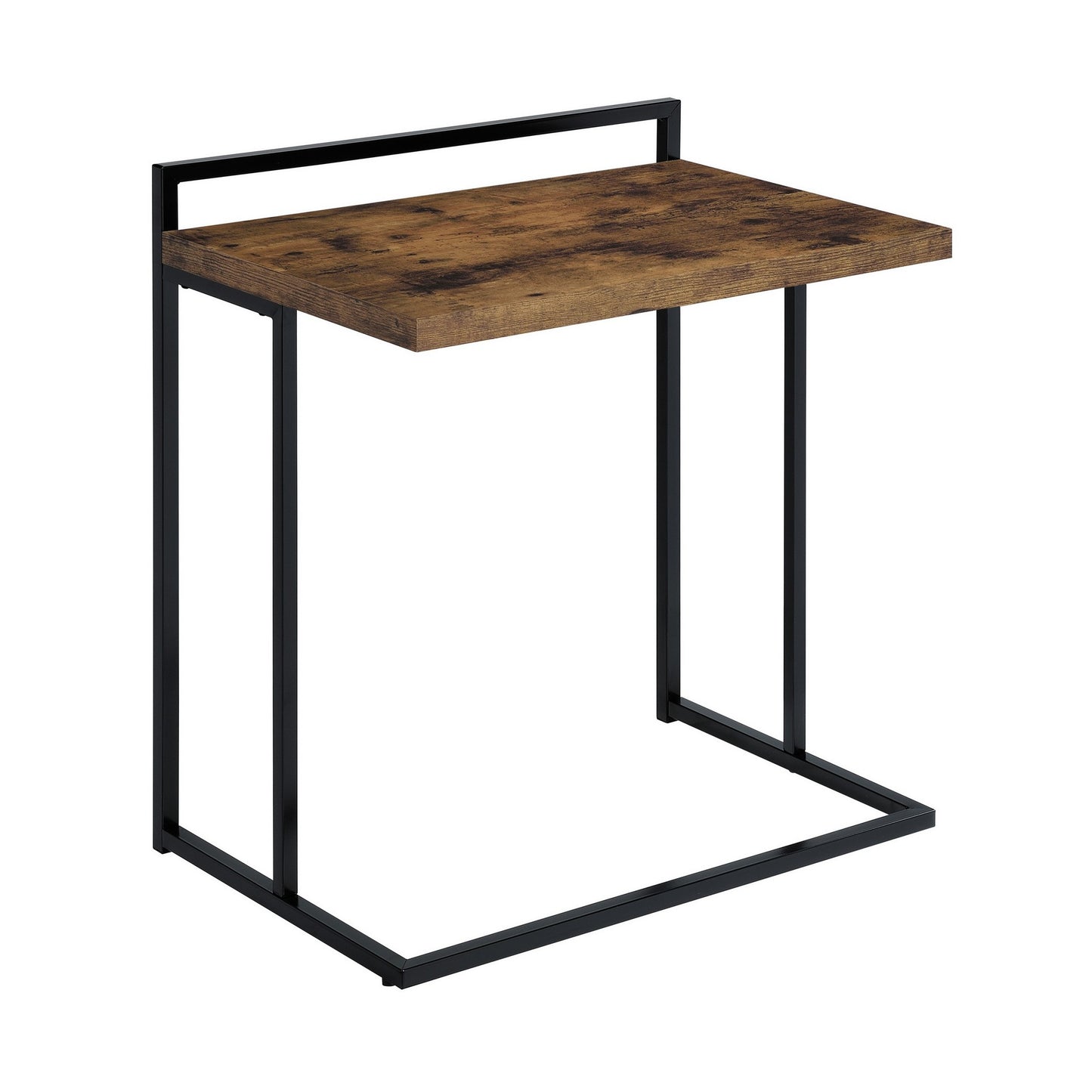 Dey 27 Inch C Shape Side End Table, Nutmeg Brown Top, Matte Black Base — Chic Home-Decor