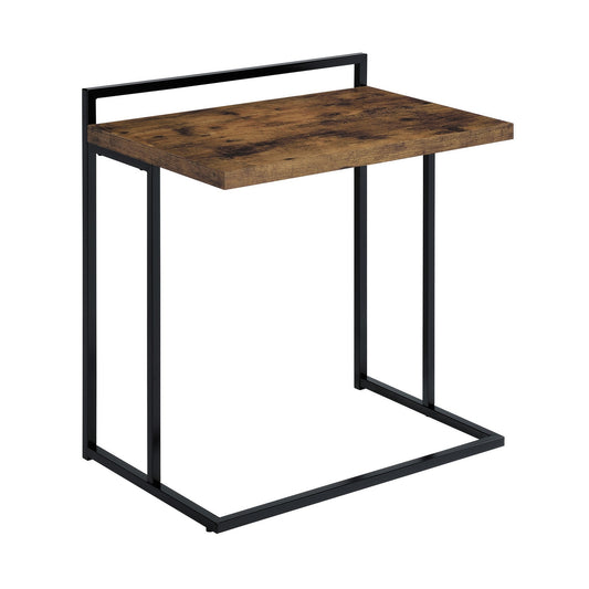 Dey 27 Inch C Shape Side End Table, Nutmeg Brown Top, Matte Black Base — Chic Home-Decor