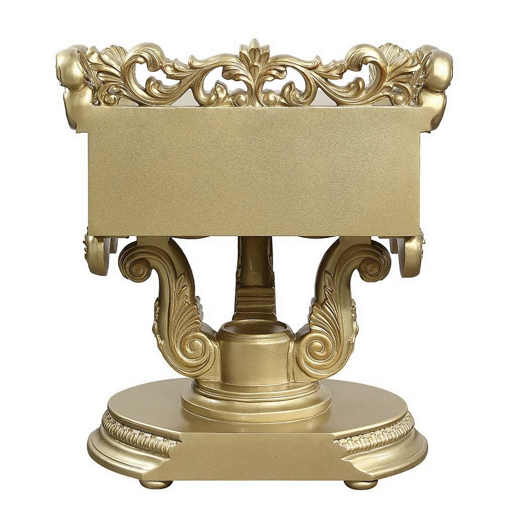 Altair 36 Inch Luxury Nightstand, 1 Drawer, Scrolled Motifs, Gold Finish