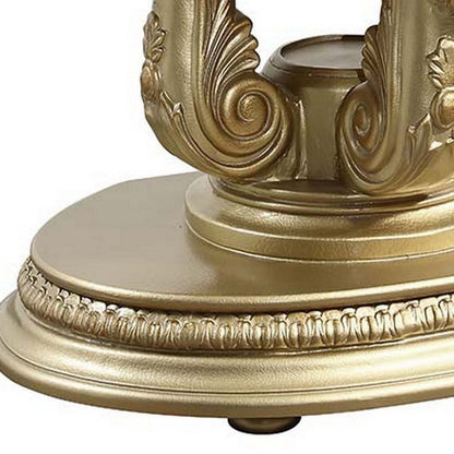 Altair 36 Inch Luxury Nightstand, 1 Drawer, Scrolled Motifs, Gold Finish