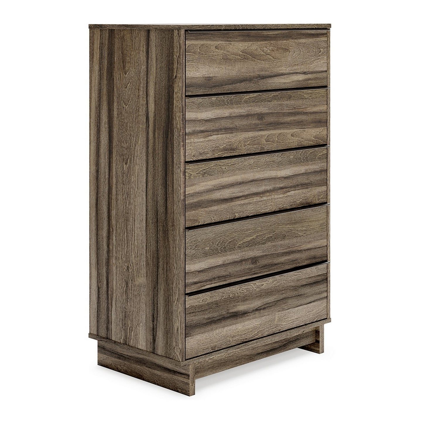 48 Inch Modern 5 Drawer Tall Dresser Chest, Rustic Weathered Brown Frame — Chic Home-Decor
