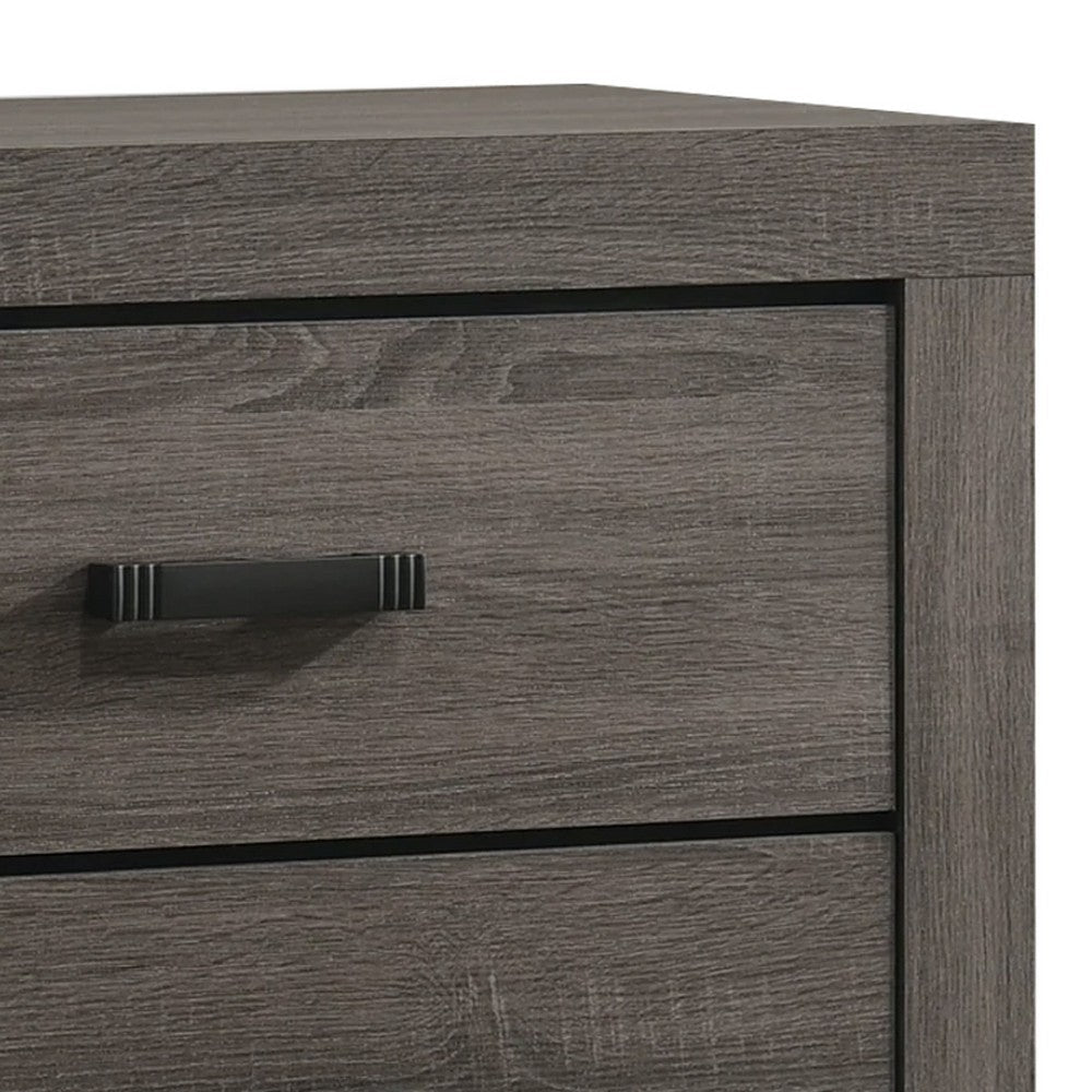 Lola 46 Inch Tall Dresser Chest, 4 Drawers, Metal Bar Handles, Dark Gray