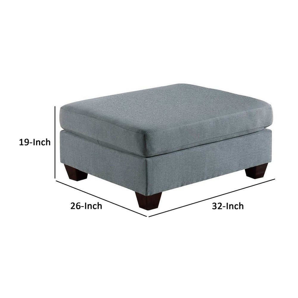 32 Inch Modern Square Ottoman with Plush Foam Seating, Gray Linen Fabric