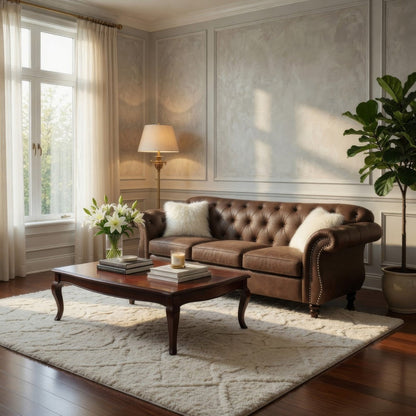 Rima 77 Inch Modern Loveseat, Faux Leather Cushions, Rolled Arms, Brown