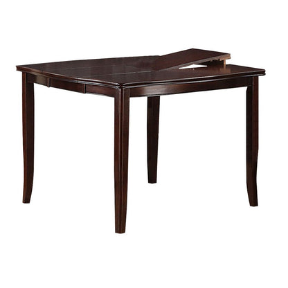 Red 52 Inch Dining High Table with 2 Extendable Butterfly Leafs, Brown Wood